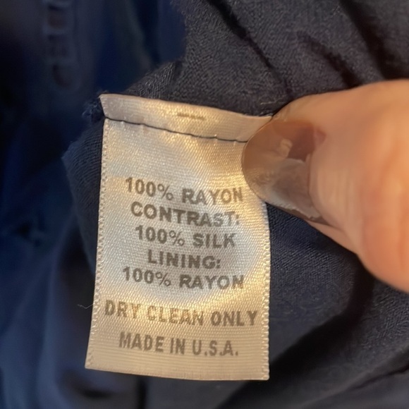 LU LU LAME Made in the USA Eyelet Lace with Silk trim and cap sleeves. blue SzXS - Picture 5 of 12